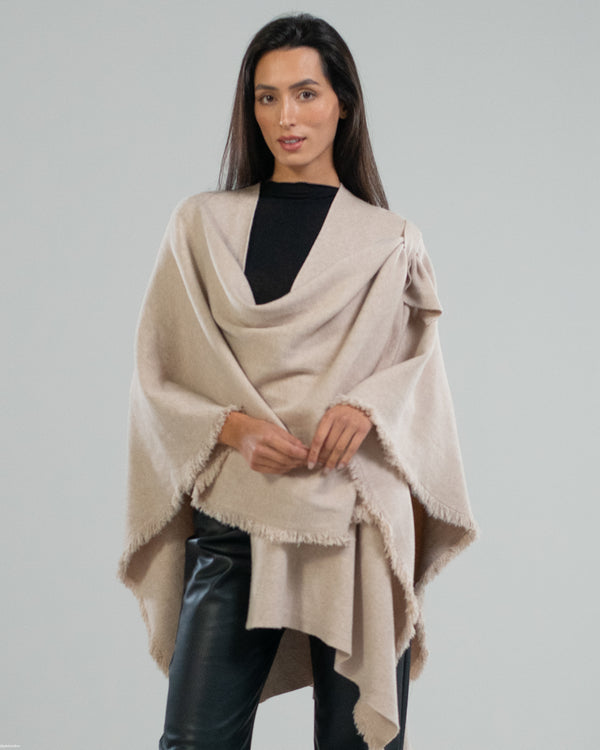 NEW | Wrap Cape | Beige | Modal-Wool Blend