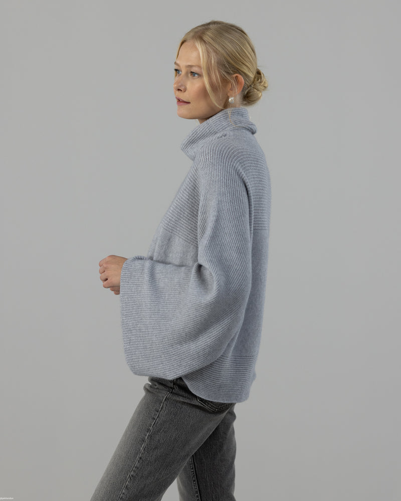 PRE-ORDER | Ribbed Roll Neck Sweater | Light Grey