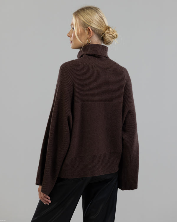LIMITED RESTOCK | Ribbed Roll Neck Sweater | Espresso Brown