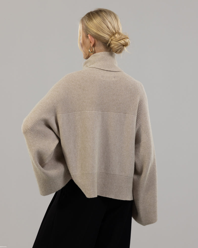 PRE-ORDER | Ribbed Roll Neck Sweater | Beige