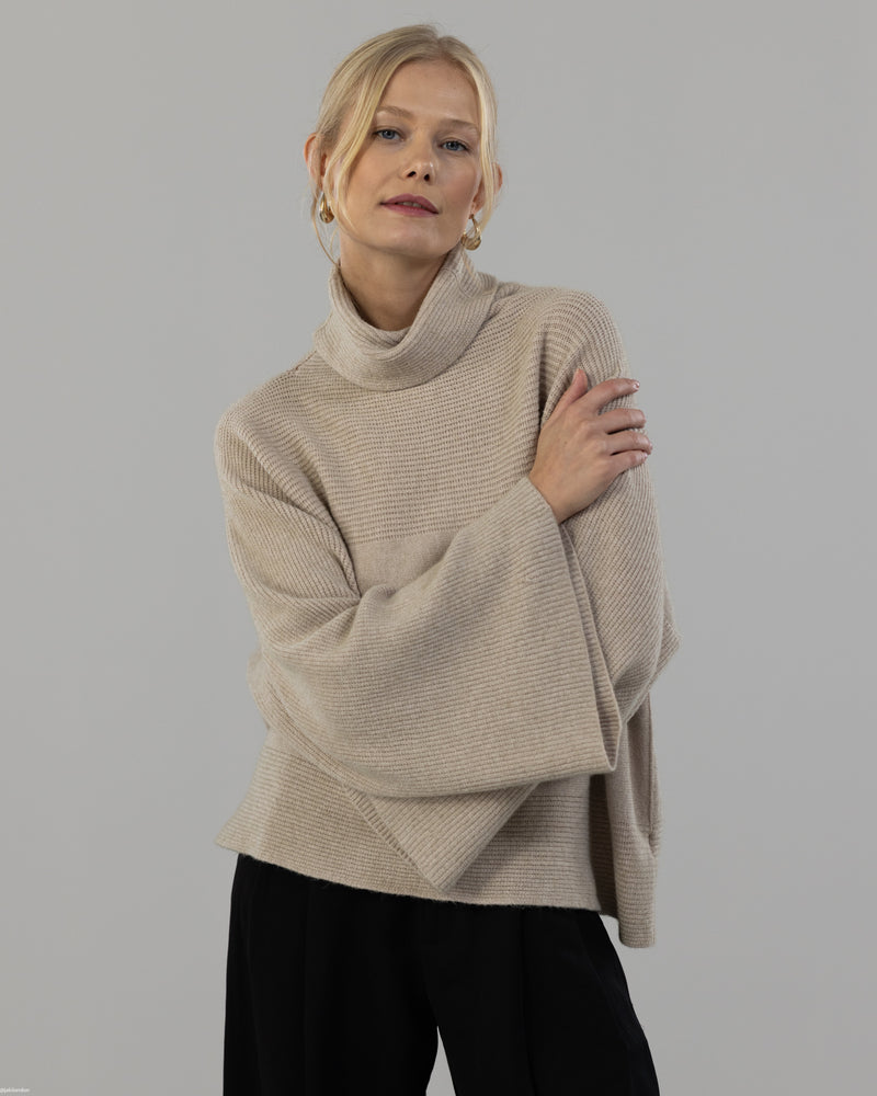 PRE-ORDER | Ribbed Roll Neck Sweater | Beige