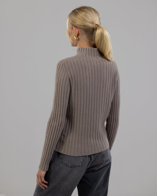NEW | High Neck Fitted Sweater | Taupe