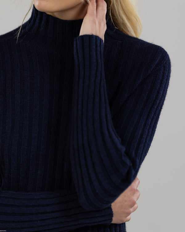 NEW | High Neck Fitted Sweater | Navy