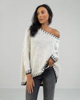 SIGN UP | Contrast High Low Sweater | Oatmeal | Wool Blend