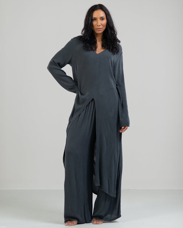 NEW | Spotlight Throw-On Top & Trousers Set | Charcoal