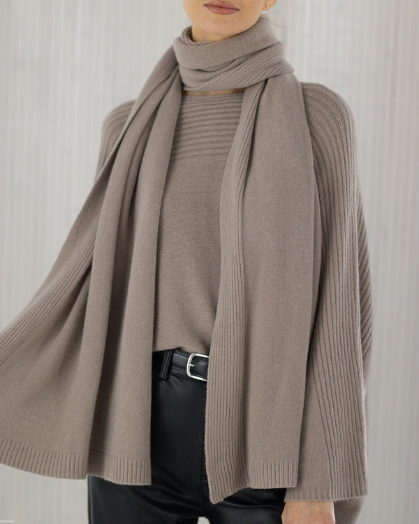 LIMITED RESTOCK | Ribbed Shawl | Taupe
