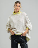 NEW | Mockneck Contrast Sweater | Oatmeal | Wool Blend