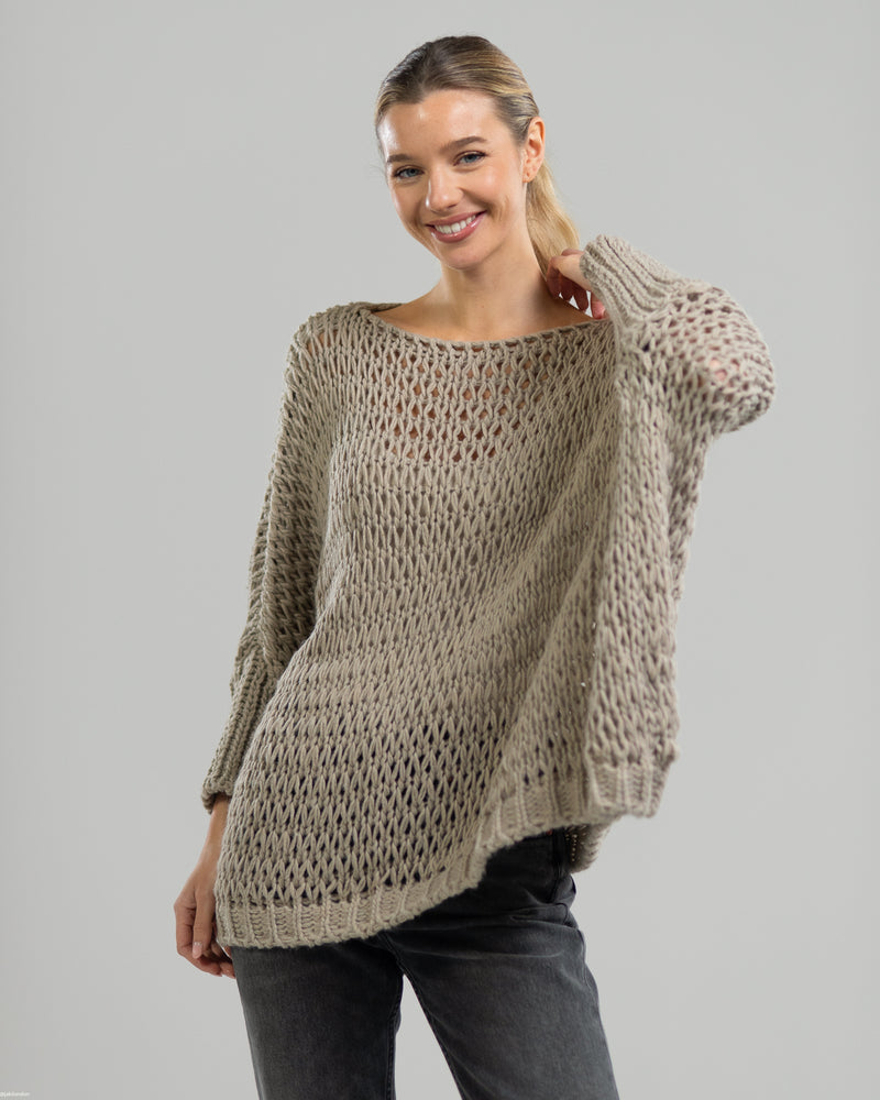 RESTOCKED | Crochet Sweater | Beige | Wool Blend – JAKI