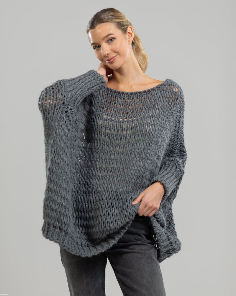 RESTOCKED | Crochet Sweater | Dark Grey | Wool Blend