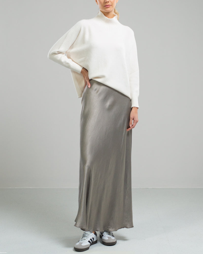 Grey satin 2025 maxi skirt