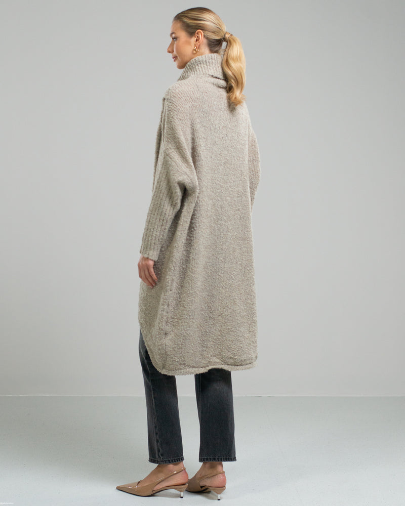 NEW | Roll Neck Crossover Sweater | Beige | Wool Blend