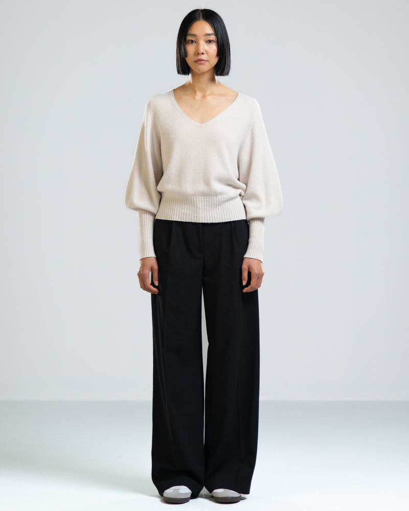 V Neck Bell Sleeve | Oatmeal