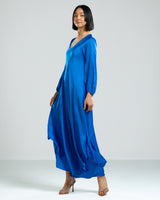 SALE | V Neck Silk Maxi Dress | Royal Blue