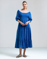 SALE | Anglaise Eyelet Tiered Midi Dress | Royal Blue