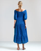 SALE | Anglaise Eyelet Tiered Midi Dress | Royal Blue