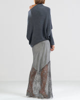 RESTOCKED | Satin Lace Maxi Skirt | Slate