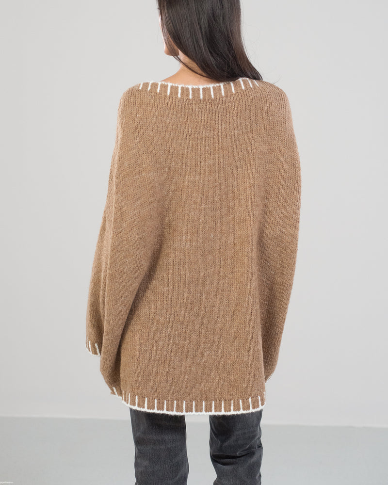 SIGN UP | Contrast High Low Sweater | Camel | Wool Blend