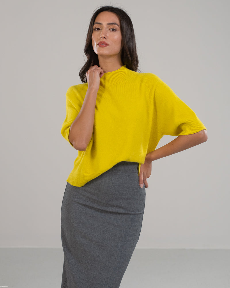 NEW | High Neck Raglan Sweater | Lime