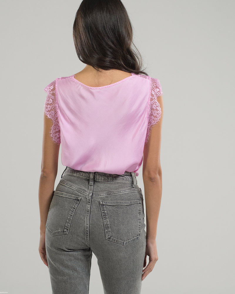 NEW | Lace Trim Vest | Light Pink