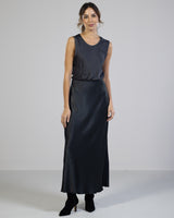 NEW | Satin Maxi Skirt | Charcoal
