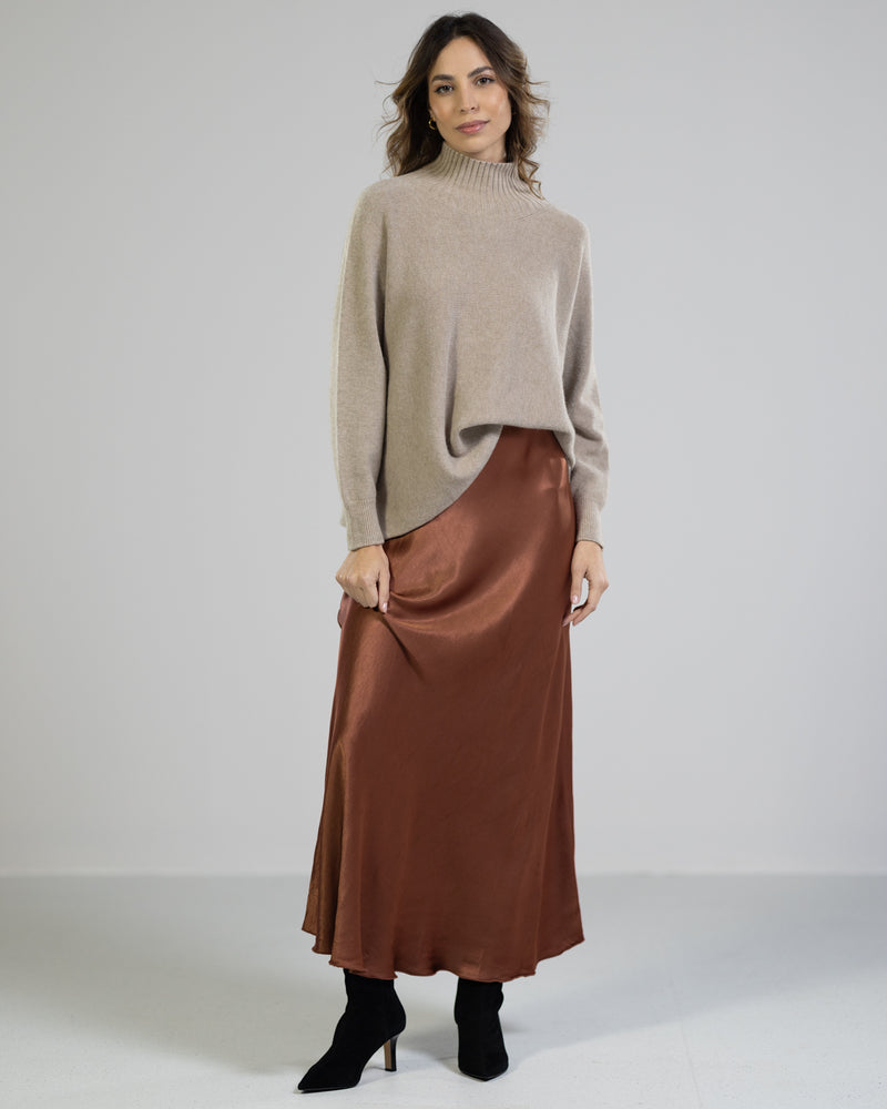 NEW | Satin Maxi Skirt | Rust