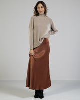 NEW | Satin Maxi Skirt | Rust