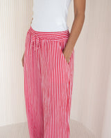 NEW | Sandie Striped Trousers | Raspberry | 100% Linen