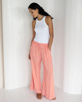 NEW | Sandie Striped Trousers | Tangerine | 100% Linen