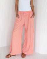 NEW | Sandie Striped Trousers | Tangerine | 100% Linen