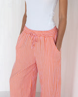 NEW | Sandie Striped Trousers | Tangerine | 100% Linen