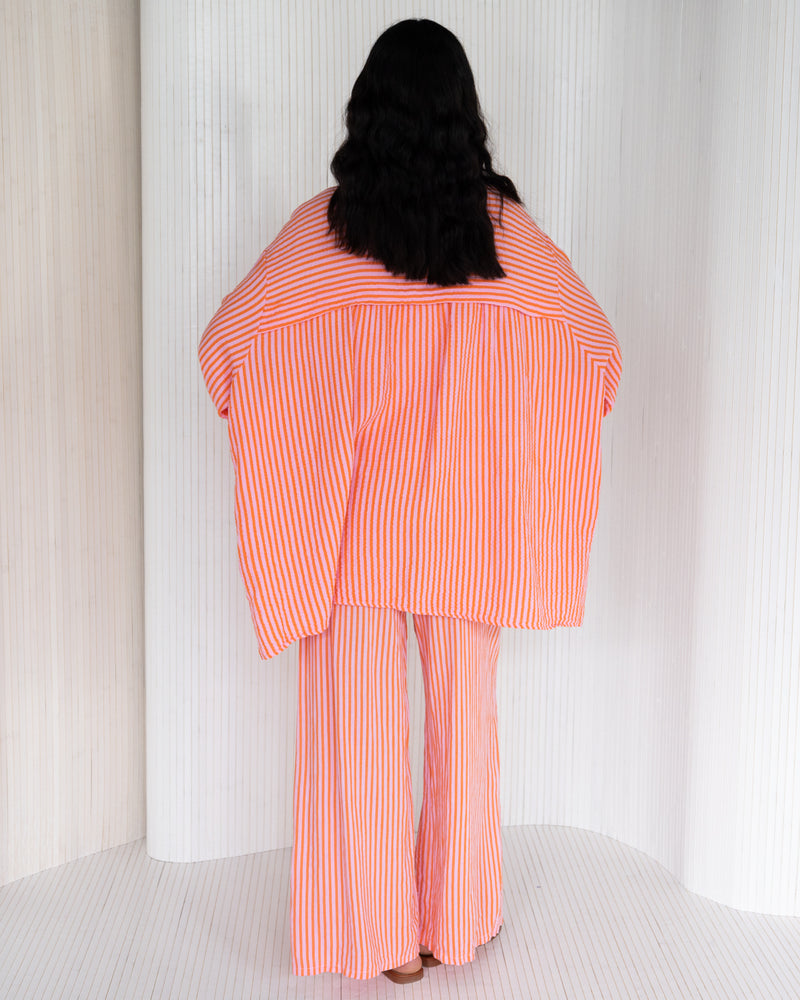 NEW | Sandie Striped Trousers | Tangerine | 100% Linen