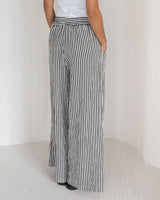 NEW | Sandie Striped Trousers | Black | 100% Linen