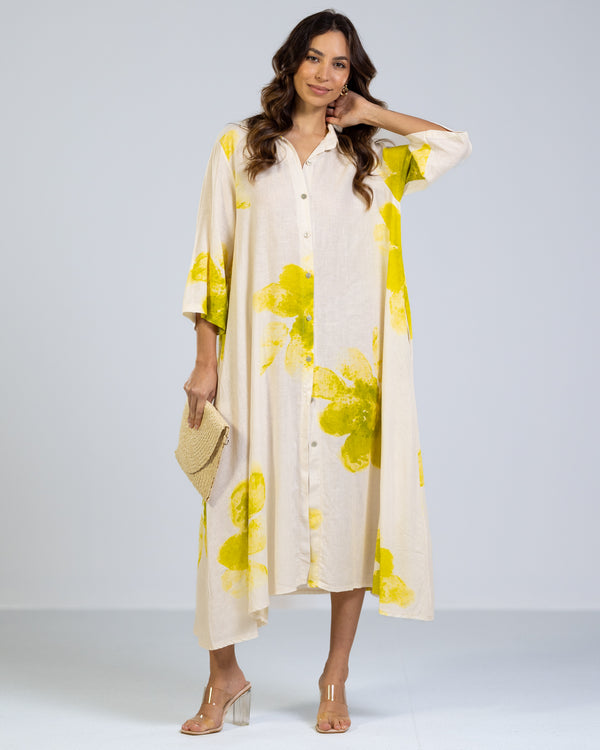 NEW | Claire Shirt Dress | Lime | 100% Linen