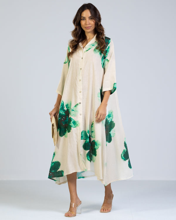 NEW | Claire Shirt Dress | Green | 100% Linen