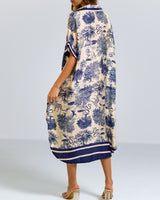 Florence Silk Kaftan Dress | Navy