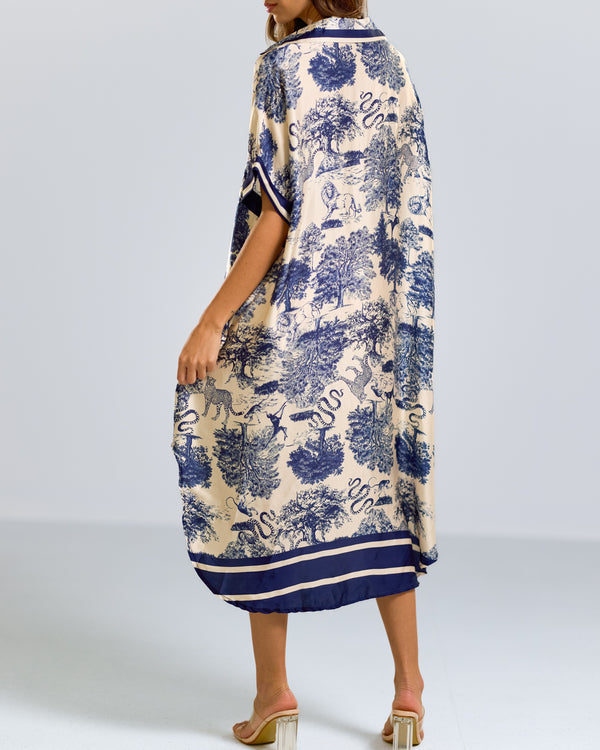 PRE-ORDER | Florence Silk Kaftan Dress | Navy