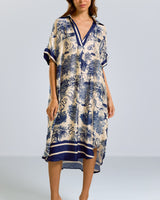 ALMOST GONE | Florence Silk Kaftan Dress | Navy