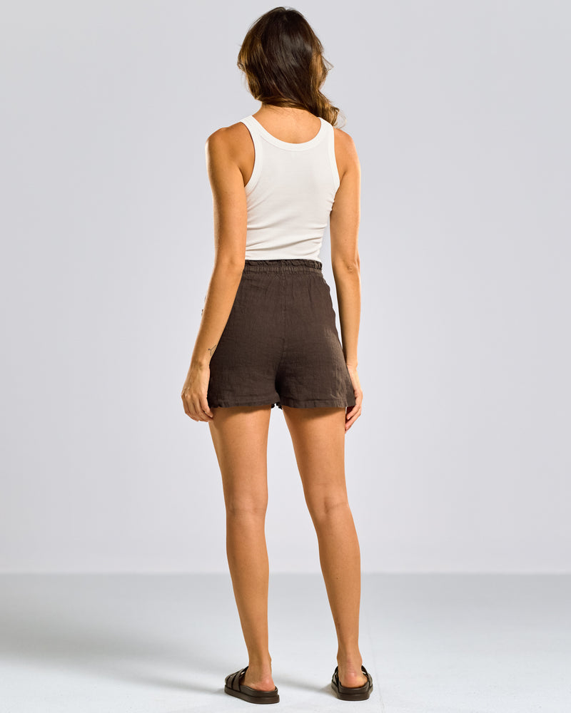 NEW | Kiera Shorts | Espresso Brown | 100% Linen