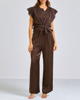 NEW | Caitlin Satin Trousers | Espresso Brown