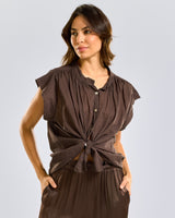 NEW | Jane Tie Up Shirt | Espresso Brown