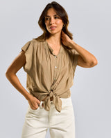 NEW | Jane Tie Up Shirt | Taupe