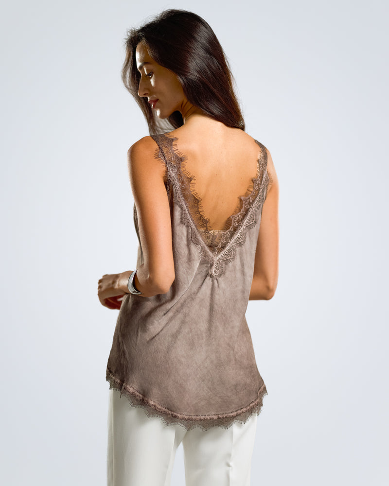 NEW | Elsie Lace Trim Vest | Espresso Brown