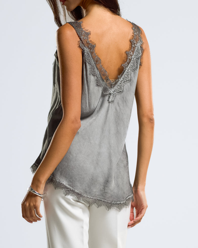 NEW | Elsie Lace Trim Vest | Charcoal