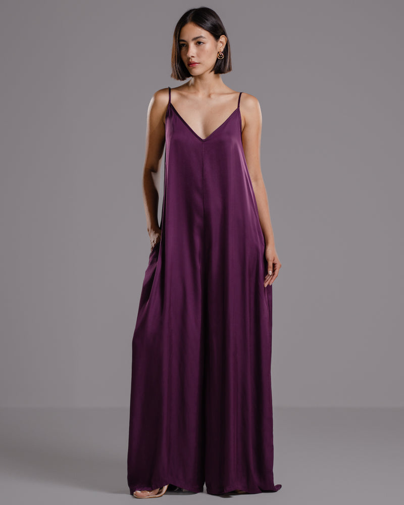 Eliza Satin Jumpsuit | Violet