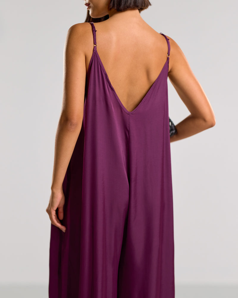 Eliza Lightweight Satin Jumpsuit | Violet