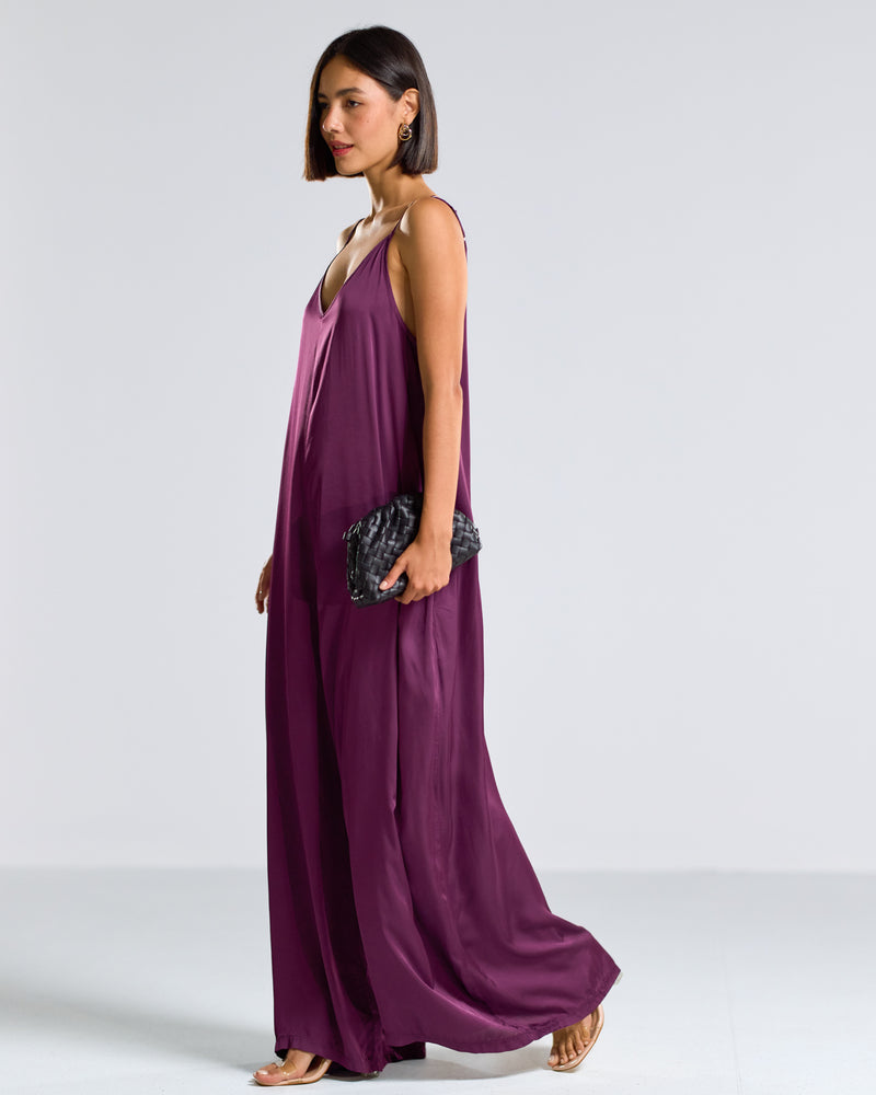 Eliza Lightweight Satin Jumpsuit | Violet