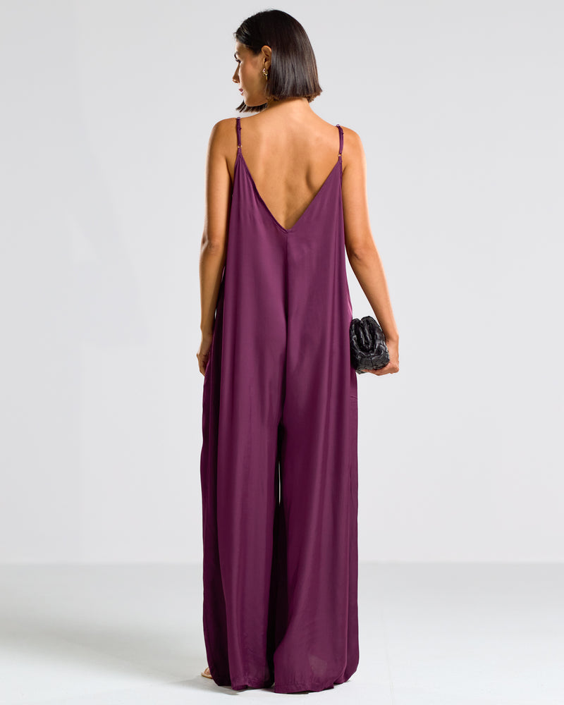 Eliza Lightweight Satin Jumpsuit | Violet