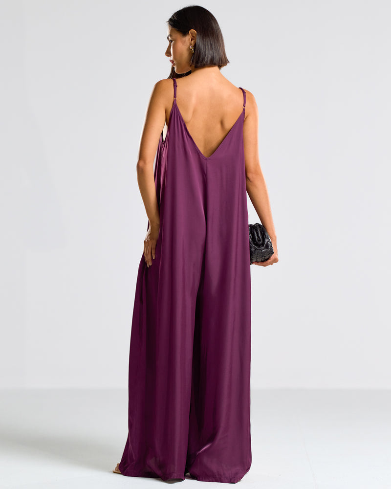 Eliza Satin Jumpsuit | Violet