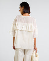 NEW | Gemma Frill Blouse | Buttermilk | 100% Cotton