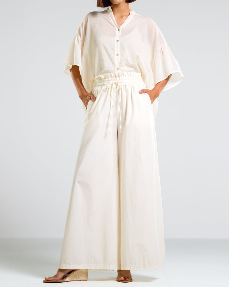 NEW | Gemma Wide Leg Trousers | Buttermilk | 100% Cotton